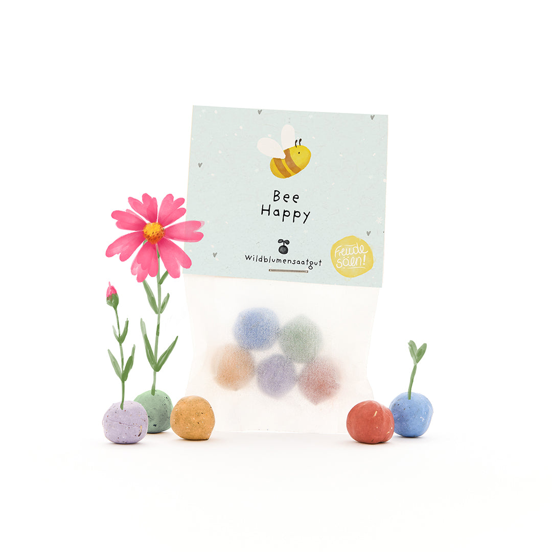 5 bloemknikkers in een zakje "Bee Happy"
