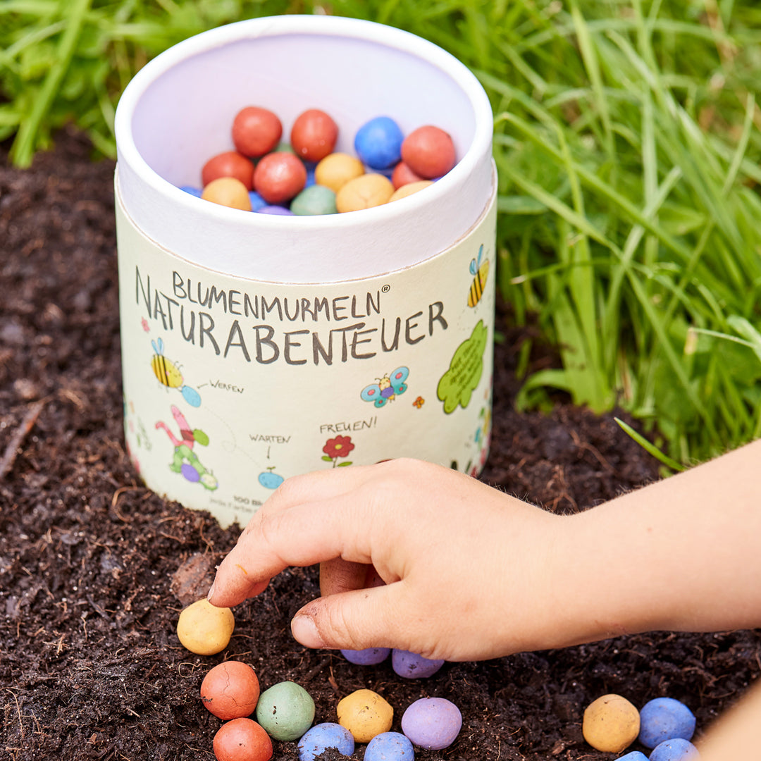 Flower Marbles Nature Adventure, blik van 100 stuks