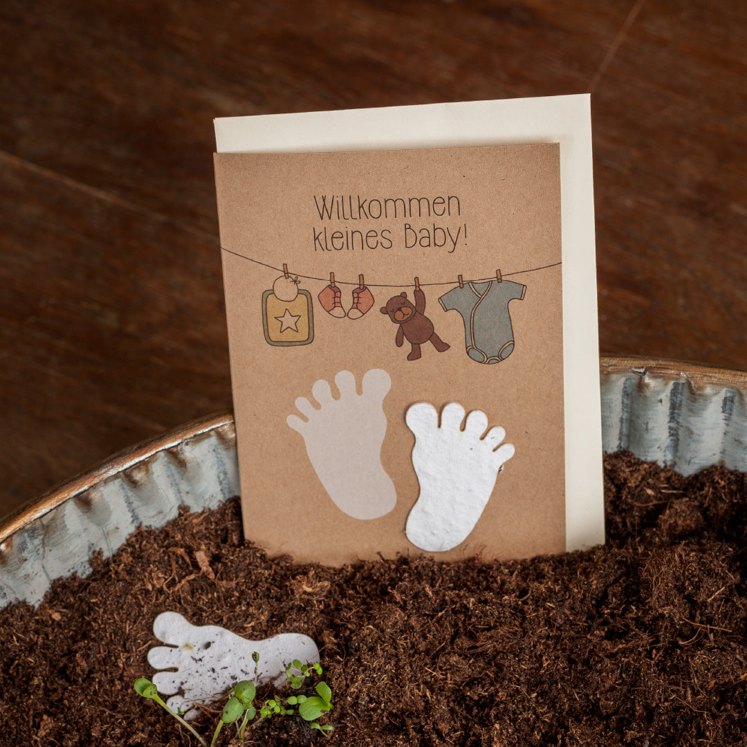 Wenskaart - Welkom kleine baby - Babyvoetjes